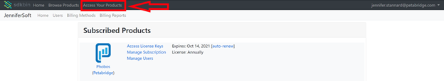 Accessing your organization's product on Sdkbin