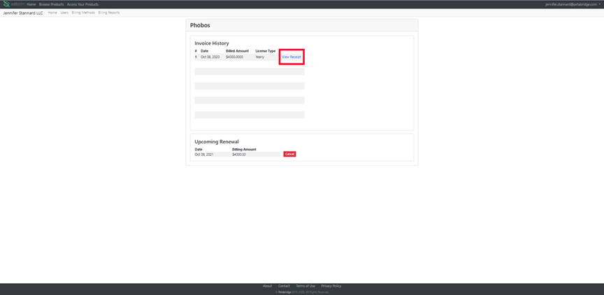 Viewing the receipt for a completed transaction from an Sdkbin publisher