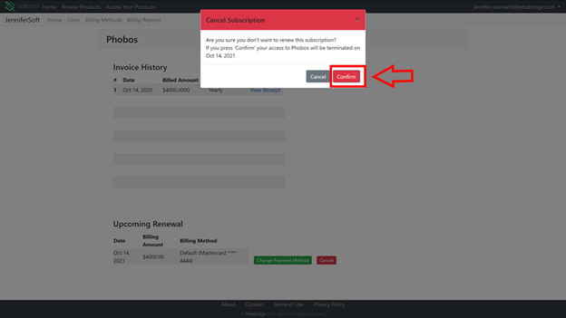 Confirming the auto-renewal cancellation.