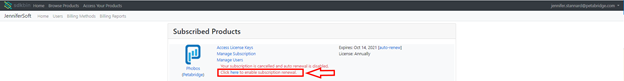 Enabling automatic renewals from your organization's home-screen.